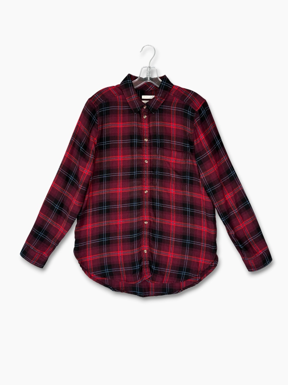 American Eagle Outfitters Button Up Flannel Shirt Red Black Plaid M Boyfriend